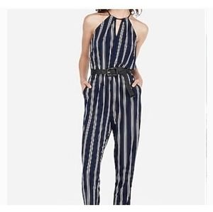 Nwot Express blue and white striped sleeveless jumpsuit